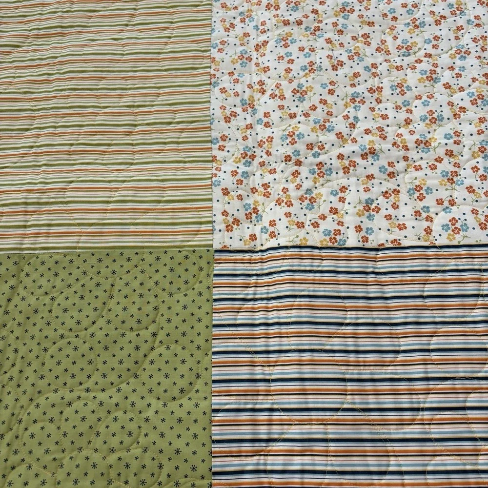 Handmade Patchwork Floral Quilt 48x64 Cottagecore Farmhouse